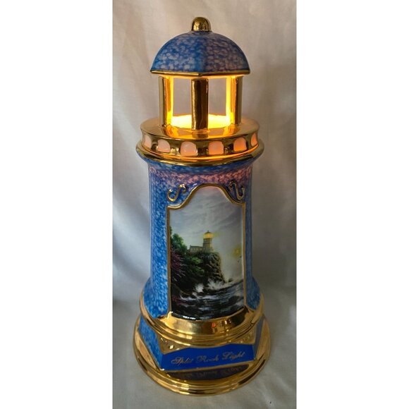 2004 Thomas Kinkade Split Rock Lighthouse Light Night Light Lamp Battery Ceramic - Picture 6 of 7